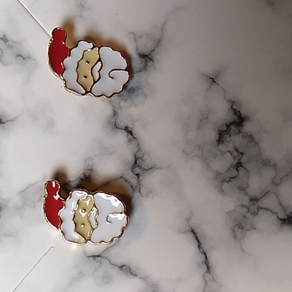 Hypoallergenic earrings Christmas Santa 1/4 x 1/2 inches